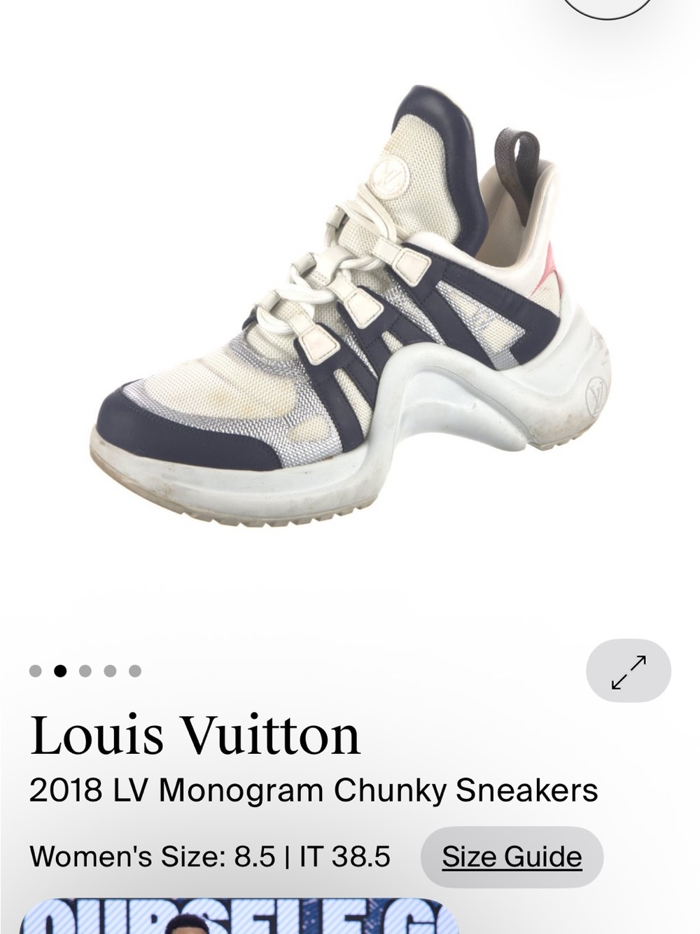 Louis Vuitton White and Navy Slip-On LV Chunky Trainer